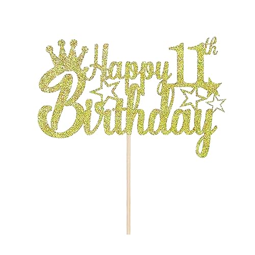 Tortendeko 11 Geburtstag Junge Mädchen, Roségold Glitzer 11. Kuchendeko Geburtstag, Happy 11. Geburtstagstorte Topper, Kuchen Topper 11 Mädchen, Happy 11th Birthday Cake Topper(Roségold) (gold) von Fechy