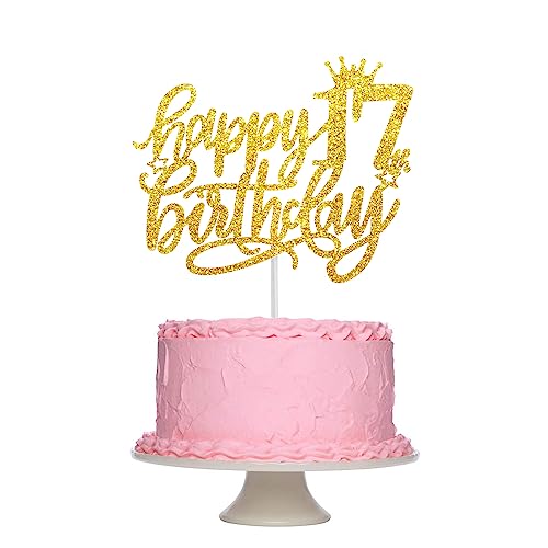 Tortendeko 17 Geburtstag Junge Mädchen, Glitzer 17. Kuchendeko Geburtstag, Happy 17. Geburtstagstorte Topper, Kuchen Topper 17 Junge, Happy 17th Birthday Cake Topper (Gold) von Fechy