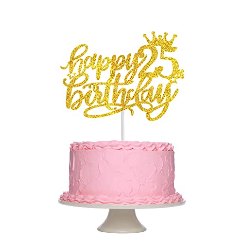 Tortendeko 25 Geburtstag Mann Frau, Gold Glitzer 25. Kuchendeko Geburtstag, Happy 25. Geburtstagstorte Topper, Kuchen Topper 25 Mann, Happy 25th Birthday Cake Topper(Gold) von Fechy