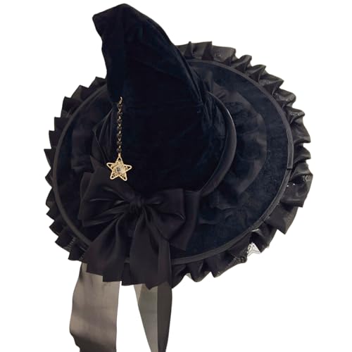 Damenhut aus Netzstoff, Halloween, Vampir, Hexenhut, Spinne, Feder, Blume, Zaubererhut, Spitze, Schleier, Vintage, Gathic-Kostüm für Party, Cosplay, Verkleiden (B-1, Einheitsgröße) von Feclmiyt