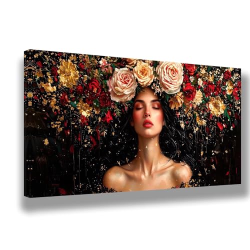 Blumen Malen Nach Zahlen Erwachsene XXL Groß 80x160cm Malen Nach Zahlen Frau DIY Handgemalt Ölgemälde Kit Paint by Numbers Adult Mit Pinseln Acrylfarbe Knitterfreie Leinwand Kit,Zimmer Deko, 1537-W von Feeaxeae