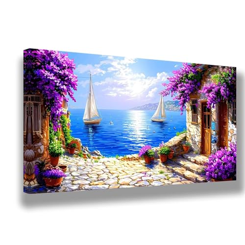 Italien Malen Nach Zahlen Erwachsene XXL 50x100cm Malen Nach Zahlen Kleine Stadt DIY Handgemalt Ölgemälde Kit Paint by Numbers Adult Mit Pinseln Acrylfarbe Knitterfreie Leinwand Kit,Zimmer Deko,1489-W von Feeaxeae