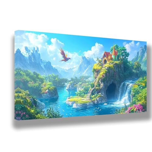 Landschaft Malen Nach Zahlen Erwachsene 40x80cm Malen Nach Zahlen Natur DIY Handgemalt Ölgemälde Kit Paint by Numbers Adult Mit Pinseln Acrylfarbe Knitterfreie Leinwand Kit,Zimmer Deko,1510-W von Feeaxeae