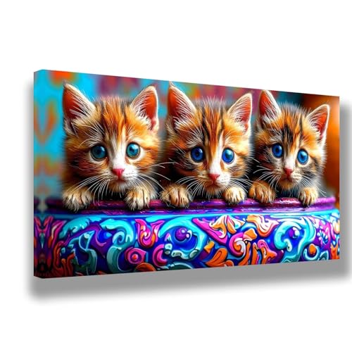 Malen Nach Zahlen Erwachsene Katze Malen Nach Zahlen Niedlich Bild Malen-Nach-Zahlen,DIY ölgemäLde Kit für Anfänger Kinder,Lustige Geschenke für Geburtstag,Weihnachten (Ohne Rahmen) 100x200cm,300-W von Feeaxeae