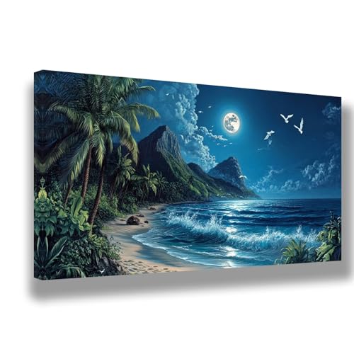 Malen Nach Zahlen Erwachsene Landschaft Malen Nach Zahlen Mond Bild Malen-Nach-Zahlen,DIY ölgemäLde Kit für Anfänger Kinder,Lustige Geschenke für Geburtstag,Weihnachten (Ohne Rahmen) 70x140cm,1524-W von Feeaxeae