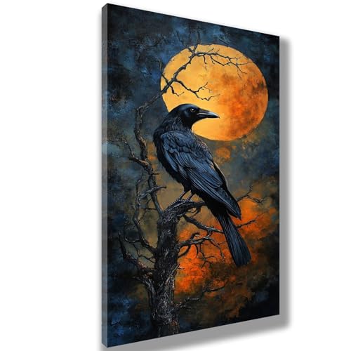 Malen Nach Zahlen Erwachsene Mond Malen Nach Zahlen Krähe Bild Malen-Nach-Zahlen, DIY ölgemäLde Kit für Anfänger Kinder, Lustige Geschenke für Geburtstag, Weihnachten (Ohne Rahmen) 40x100cm, 660-W von Feeaxeae