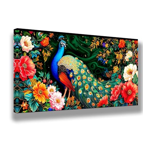 Malen Nach Zahlen Kinder Blumen Malen Nach Zahlen ab 7 8 9 10 Jahre Mädchen und Junge, DIY Handgemalt Ölgemälde Kit für Erwachsene Anfänger, Geschenke für Frauen, Home Decoration 90x180cm,Pfau,1541-W von Feeaxeae