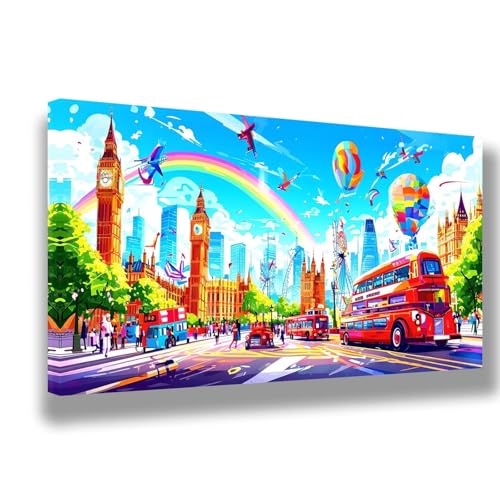 Malen Nach Zahlen Kinder Landschaft Malen Nach Zahlen ab 7 8 9 10 Jahre Mädchen und Junge,DIY Handgemalt Ölgemälde Kit für Erwachsene Anfänger,Geschenke für Frauen,Home Decoration 70x140cm,Bus,1511-W von Feeaxeae