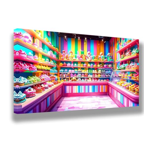 Malen Nach Zahlen Kinder Süßigkeitenhaus Malen Nach Zahlen ab 7 9 10 Jahre Mädchen Junge,DIY Handgemalt Ölgemälde Kit für Erwachsene,Geschenke für Frauen,Home Decoration 70x140cm,Gourmet-Essen,1523-W von Feeaxeae
