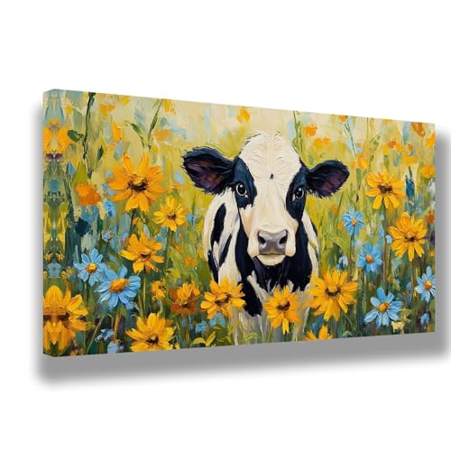 Milchkuh Malen Nach Zahlen Erwachsene XXL 70x140cm Malen Nach Zahlen Blumen DIY Handgemalt Ölgemälde Kit Paint by Numbers Adult Mit Pinseln Acrylfarbe Knitterfreie Leinwand Kit,Zimmer Deko, 1555-W von Feeaxeae