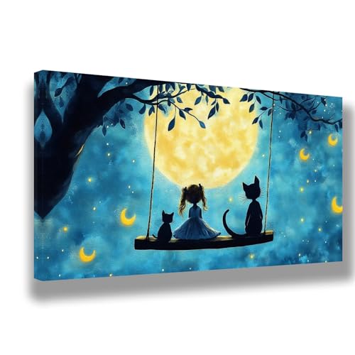 Mond Malen Nach Zahlen Erwachsene XXL Groß 80x160cm Malen Nach Zahlen Katze DIY Handgemalt Ölgemälde Kit Paint by Numbers Adult Mit Pinseln Acrylfarbe Knitterfreie Leinwand Kit,Zimmer Deko, 1513-W von Feeaxeae