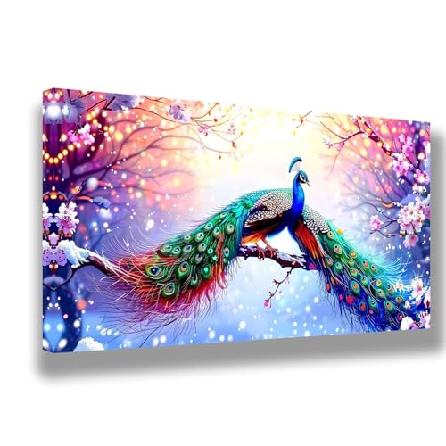 Pfau Malen Nach Zahlen Erwachsene XXL 80x160cm Malen Nach Zahlen Landschaft DIY Handgemalt Ölgemälde Kit Paint by Numbers Adult Mit Pinseln Acrylfarbe Knitterfreie Leinwand Kit,Zimmer Deko, 1549-W von Feeaxeae