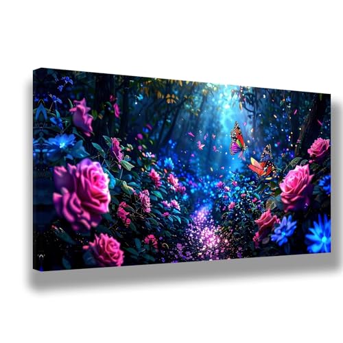 Schmetterling Malen Nach Zahlen Erwachsene XXL 70x140cm Malen Nach Zahlen Dschungel DIY Handgemalt Ölgemälde Kit Paint by Numbers Adult Mit Pinseln Acrylfarbe Knitterfreie Leinwand,Zimmer Deko,1486-W von Feeaxeae