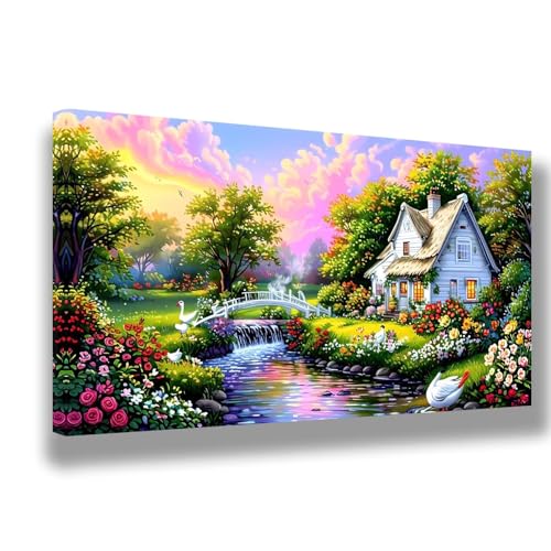Sommer Malen Nach Zahlen Erwachsene XXL Groß 60x120cm Malen Nach Zahlen Garten DIY Handgemalt Ölgemälde Kit Paint by Numbers Adult Mit Pinseln Acrylfarbe Knitterfreie Leinwand Kit,Zimmer Deko, 1531-W von Feeaxeae