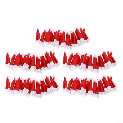 Feegow 50/100 Stück Weihnachtsmütze, Weihnachten Süßigkeiten Topping Hut Mit Lutscher Weihnachtsmütze Für Weihnachten Geschirr, Besteckhalter von Feegow