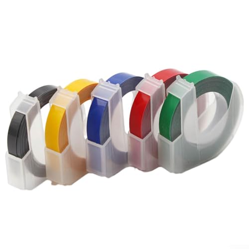 Prägeband für Etikettierer, 5 Stück, für Dymo 3D-geprägtes Klebeband, 9 mm, kompatibel mit Motex-Druckern von Feegow