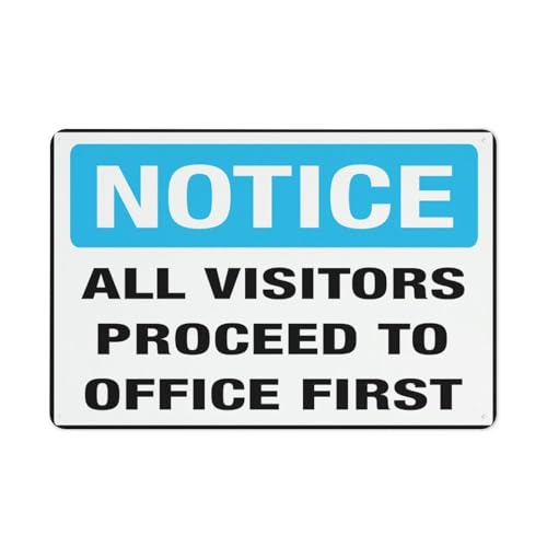 Aluminiumschild "Notice All Visitors Proceed To Office First", 30,5 x 20,3 cm, UV-geschützt, wasserdicht, wetterfest und lichtbeständig, 4 vorgebohrte Löcher Aluminiumschild "Notice All Visitors Proceed To Office First", 30,5 x 20,3 cm, UV-geschützt, wasserdicht, wetterfest und lichtbeständig, 4 vorgebohrte Löcher von Feehiget