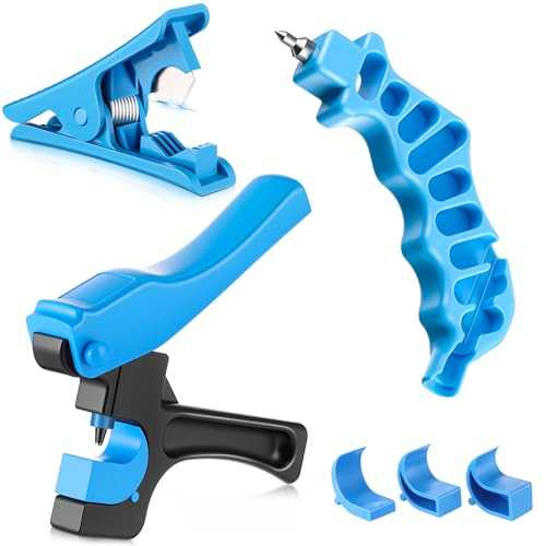 Feekoon Tropfbewässerungs-Lochstanzer Werkzeug & 2-in-1-Tropfleitungssystemstanzer für 1/2 PE-Rohre, Bewässerungssprinkler-Rohrschneider für 1/4-Rohre (3 Stück), Gartentropfenbewässerungswerkzeuge von Feekoon
