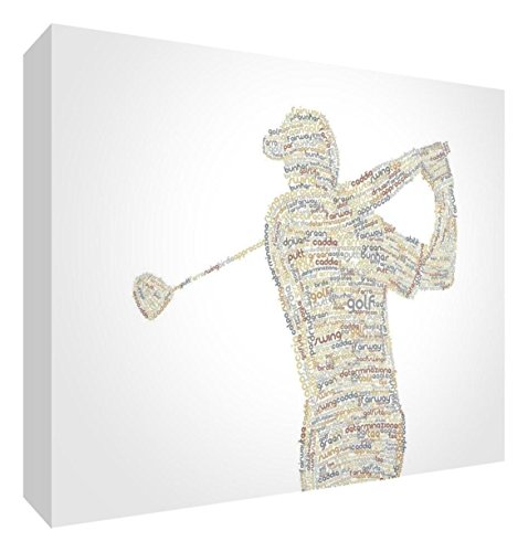 Feel Good Art golf2436 – 01It Spieler Bild auf Leinwand verpackt mit Frontblende voller Position modernes typographisches 91 x 60 cm Beige Tones von Feel Good Art