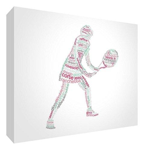 Feel Good Art tennisgirl2436 – 01It Tennisspieler Bild auf Leinwand verpackt mit Frontblende voller Position modernes typographisches 91 x 60 cm Red Tones von Feel Good Art