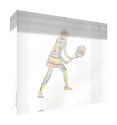 Feel Good Art tennisgirla5blk-01it Tennisspieler Token Deko Acryl, Schleifen Diamant mit Position modernes typographisches 14.8 x 21 x 2 cm Mehrfarbig von Feel Good Art