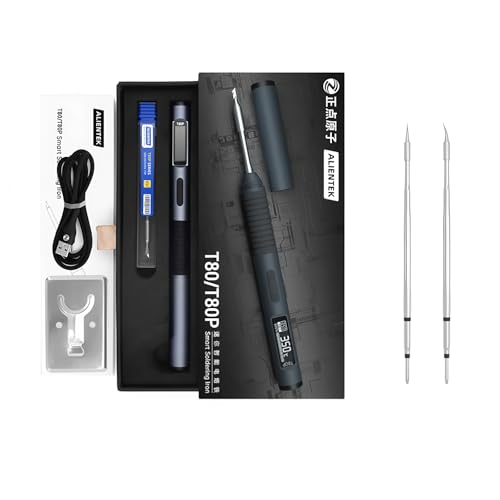 FeelTech T80/T80P Elektrisches Lötkolben Einstellbare Temperatur 100W Schnelle Erwärmung Tragbare Digitale Intelligente Lötstation C210 C245 (T80+T80 2 Spitze) von FeelTech