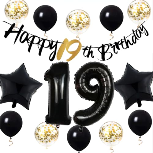 Feelairy 19 Geburtstag Deko Junge Mädchen, Geburtstagsdeko 19 Jahre Junge, Luftballon 19. Geburtstag Gold Schwarz Happy 19th Birthday Girlande, Folienballon 19 Geburtstag Deko 19. Geburtstag Mädchen Feelairy 19 Geburtstag Deko Junge Mädchen, Geburtstagsdeko 19 Jahre Junge, Luftballon 19. Geburtstag Gold Schwarz Happy 19th Birthday Girlande, Folienballon 19 Geburtstag Deko 19. Geburtstag Mädchen von Feelairy
