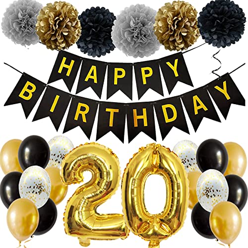 Feelairy Ballons 20. Geburtstag Deko Mädchen, Schwarz Gold Geburtstagsdeko 20 Jahre Junge, Happy Birthday Deko Konfetti Luftballons Deko 20 Geburtstag Mädchen Junge 20 Geburtstag Deko Kinder Feelairy Ballons 20. Geburtstag Deko Mädchen, Schwarz Gold Geburtstagsdeko 20 Jahre Junge, Happy Birthday Deko Konfetti Luftballons Deko 20 Geburtstag Mädchen Junge 20 Geburtstag Deko Kinder von Feelairy