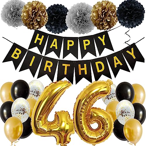 Feelairy Ballons 46. Geburtstag Deko Männer Frauen, Schwarz Gold Geburtstagsdeko 46 Jahre Mann Frau, Happy Birthday Deko Konfetti Luftballons Deko 46 Geburtstag Mann 46 Geburtstag Deko Frauen Feelairy Ballons 46. Geburtstag Deko Männer Frauen, Schwarz Gold Geburtstagsdeko 46 Jahre Mann Frau, Happy Birthday Deko Konfetti Luftballons Deko 46 Geburtstag Mann 46 Geburtstag Deko Frauen von Feelairy