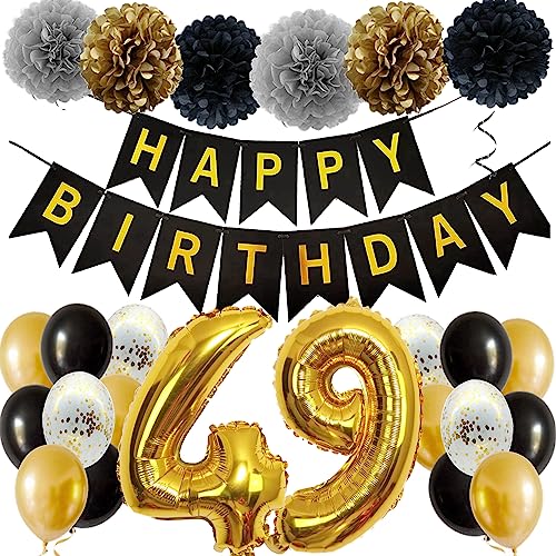Feelairy Ballons 49. Geburtstag Deko Männer Frauen, Schwarz Gold Geburtstagsdeko 49 Jahre Mann Frau, Happy Birthday Deko Konfetti Luftballons Deko 49 Geburtstag Mann 49 Geburtstag Deko Frauen Feelairy Ballons 49. Geburtstag Deko Männer Frauen, Schwarz Gold Geburtstagsdeko 49 Jahre Mann Frau, Happy Birthday Deko Konfetti Luftballons Deko 49 Geburtstag Mann 49 Geburtstag Deko Frauen von Feelairy