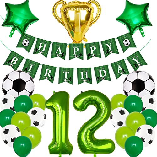 Feelairy Fußball 12. Geburtstag Deko Junge, Fußball Luftballons Geburtstagsdeko 12 Jahre Jungen, Helium Ballon Fussball deko mit Happy Birthday Banner für 12 Jahre Kindergeburtstag Party Deko Feelairy Fußball 12. Geburtstag Deko Junge, Fußball Luftballons Geburtstagsdeko 12 Jahre Jungen, Helium Ballon Fussball deko mit Happy Birthday Banner für 12 Jahre Kindergeburtstag Party Deko von Feelairy
