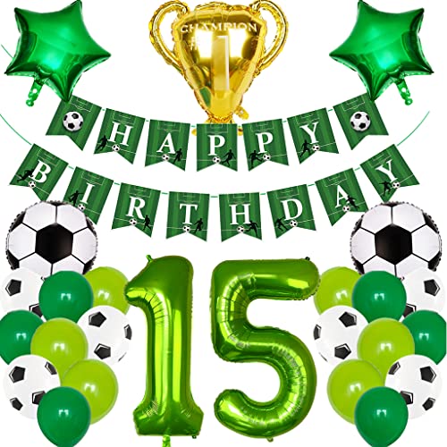 Feelairy Fußball 15. Geburtstag Deko Junge, Fußball Luftballons Geburtstagsdeko 15 Jahre Jungen, Helium Ballon Fussball deko mit Happy Birthday Banner für 15 Jahre Kindergeburtstag Party Deko Feelairy Fußball 15. Geburtstag Deko Junge, Fußball Luftballons Geburtstagsdeko 15 Jahre Jungen, Helium Ballon Fussball deko mit Happy Birthday Banner für 15 Jahre Kindergeburtstag Party Deko von Feelairy