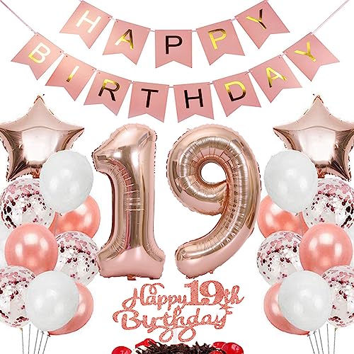 Feelairy Geburtstagsdeko 19 Jahre Mädchen, Rosegold Luftballon 19. Geburtstag Deko Mädchen, Tortendeko Happy 19th Birthday Deko 19 Jahre Mädchen, Ballon 19. Geburtstag Kinder Party Dekoration Set Feelairy Geburtstagsdeko 19 Jahre Mädchen, Rosegold Luftballon 19. Geburtstag Deko Mädchen, Tortendeko Happy 19th Birthday Deko 19 Jahre Mädchen, Ballon 19. Geburtstag Kinder Party Dekoration Set von Feelairy