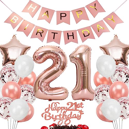 Feelairy Geburtstagsdeko 21 Jahre Mädchen, Rosegold Luftballon 21. Geburtstag Deko Mädchen, Tortendeko Happy 21th Birthday Deko 21 Jahre Mädchen, Ballon 21. Geburtstag Kinder Party Dekoration Set Feelairy Geburtstagsdeko 21 Jahre Mädchen, Rosegold Luftballon 21. Geburtstag Deko Mädchen, Tortendeko Happy 21th Birthday Deko 21 Jahre Mädchen, Ballon 21. Geburtstag Kinder Party Dekoration Set von Feelairy