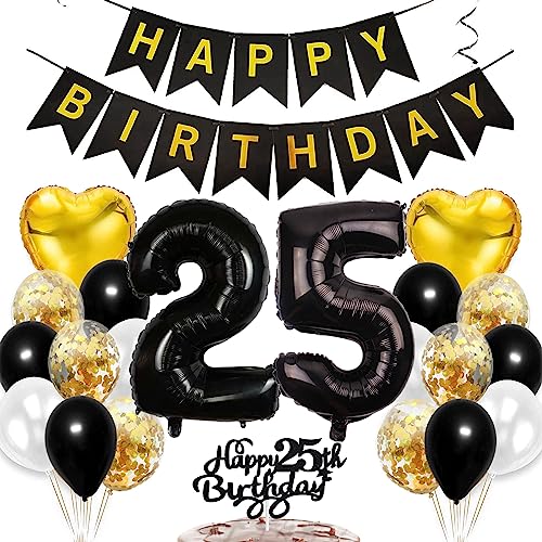 Feelairy Geburtstagsdeko 25 Jahre Frauen, Luftballon 25. Geburtstag Deko Männer, Schwarz Gold Tortendeko Happy 25th Birthday Deko 25 Jahre Frau, Ballon 25. Geburtstag Mann Party Dekoration Set Feelairy Geburtstagsdeko 25 Jahre Frauen, Luftballon 25. Geburtstag Deko Männer, Schwarz Gold Tortendeko Happy 25th Birthday Deko 25 Jahre Frau, Ballon 25. Geburtstag Mann Party Dekoration Set von Feelairy