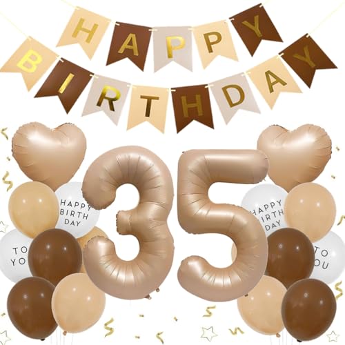 Feelairy Geburtstagsdeko 35 Jahre Frauen, 35 Geburtstag Deko Ballons Beige Creme Folienballon 35 Braun, Luftballon Beige Aprikose Happy Birthday Girlande, Ballon 35 Deko zum Geburtstag Männer Frauen Feelairy Geburtstagsdeko 35 Jahre Frauen, 35 Geburtstag Deko Ballons Beige Creme Folienballon 35 Braun, Luftballon Beige Aprikose Happy Birthday Girlande, Ballon 35 Deko zum Geburtstag Männer Frauen von Feelairy