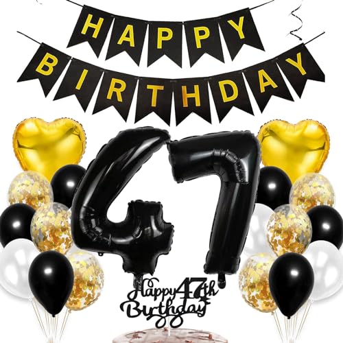 Feelairy Geburtstagsdeko 47 Jahre Frauen, Luftballon 47. Geburtstag Deko Männer, Schwarz Gold Tortendeko Happy 47th Birthday Deko 47 Jahre Frau, Ballon 47. Geburtstag Mann Party Dekoration Set Feelairy Geburtstagsdeko 47 Jahre Frauen, Luftballon 47. Geburtstag Deko Männer, Schwarz Gold Tortendeko Happy 47th Birthday Deko 47 Jahre Frau, Ballon 47. Geburtstag Mann Party Dekoration Set von Feelairy