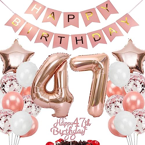 Feelairy Geburtstagsdeko 47 Jahre Frauen, Rosegold Luftballon 47. Geburtstag Deko Frau, Tortendeko Happy 47th Birthday Deko 47 Jahre Frauen, Ballon 47. Geburtstag Frau Party Dekoration Set Feelairy Geburtstagsdeko 47 Jahre Frauen, Rosegold Luftballon 47. Geburtstag Deko Frau, Tortendeko Happy 47th Birthday Deko 47 Jahre Frauen, Ballon 47. Geburtstag Frau Party Dekoration Set von Feelairy