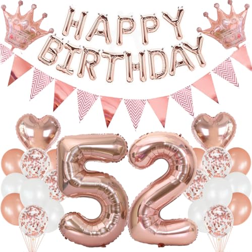 Feelairy Geburtstagsdeko 52 Jahre Frau, Luftballon 52. Geburtstag Deko Frauen, Folienballon Zahl 52 Rosegold, Helium Ballons Happy Birthday Banner, Ballon 52 Deko zum Geburtstag Frauen Party Deko Feelairy Geburtstagsdeko 52 Jahre Frau, Luftballon 52. Geburtstag Deko Frauen, Folienballon Zahl 52 Rosegold, Helium Ballons Happy Birthday Banner, Ballon 52 Deko zum Geburtstag Frauen Party Deko von Feelairy