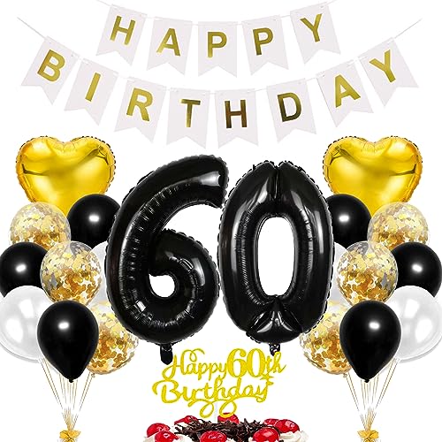 Feelairy Geburtstagsdeko 60 Jahre Frauen, Schwarz Gold Luftballon 60. Geburtstag Deko Männer, Tortendeko Happy 60th Birthday Deko 60 Jahre Frau Mann, Ballon 60. Geburtstag Party Dekoration Set Feelairy Geburtstagsdeko 60 Jahre Frauen, Schwarz Gold Luftballon 60. Geburtstag Deko Männer, Tortendeko Happy 60th Birthday Deko 60 Jahre Frau Mann, Ballon 60. Geburtstag Party Dekoration Set von Feelairy