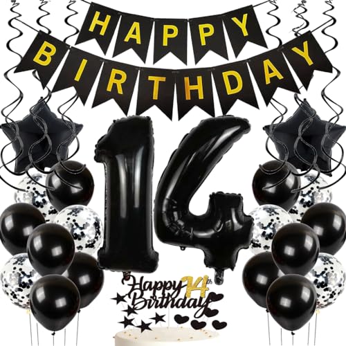 Feelairy Luftballon 14. Geburtstag Deko Junge, Geburtstagsdeko 14 Jahre Mädchen, Schwarz Tortendeko Happy Birthday Deko 14. Geburtstag Junge, Ballon 14. Geburtstag Mädchen Party Dekoration Set Feelairy Luftballon 14. Geburtstag Deko Junge, Geburtstagsdeko 14 Jahre Mädchen, Schwarz Tortendeko Happy Birthday Deko 14. Geburtstag Junge, Ballon 14. Geburtstag Mädchen Party Dekoration Set von Feelairy
