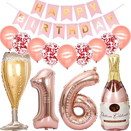Feelairy Luftballon 16. Geburtstag Deko Mädchen, Rosegold Folienballon Weinflasche Sektflasche Helium Ballon Champagner Flasche, Girlande Happy Birthday Deko für Geburtstagsdeko 16 Jahre Mädchen Feelairy Luftballon 16. Geburtstag Deko Mädchen, Rosegold Folienballon Weinflasche Sektflasche Helium Ballon Champagner Flasche, Girlande Happy Birthday Deko für Geburtstagsdeko 16 Jahre Mädchen von Feelairy