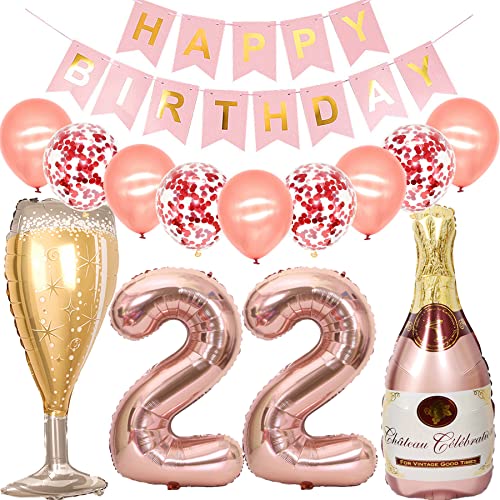 Feelairy Luftballon 22. Geburtstag Deko Frau, Rosegold Folienballon Weinflasche Sektflasche Helium Ballon Champagner Flasche, Girlande Happy Birthday Deko für Geburtstagsdeko 22 Jahre Frauen Feelairy Luftballon 22. Geburtstag Deko Frau, Rosegold Folienballon Weinflasche Sektflasche Helium Ballon Champagner Flasche, Girlande Happy Birthday Deko für Geburtstagsdeko 22 Jahre Frauen von Feelairy