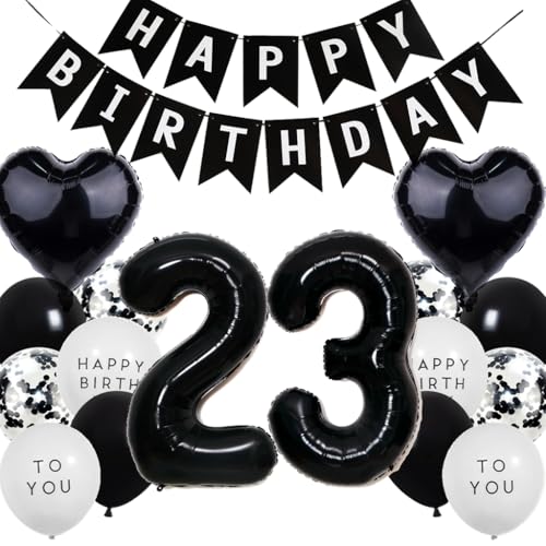 Feelairy Luftballon 23. Geburtstag Mann Frau, 23 Geburtstag Deko Schwarz, Geburtstagsdeko 23 Jahre Männer, Geburtstag Girlande Happy Birthday Deko Schwarz, Ballon 23 Deko zum Geburtstag Frauen Feelairy Luftballon 23. Geburtstag Mann Frau, 23 Geburtstag Deko Schwarz, Geburtstagsdeko 23 Jahre Männer, Geburtstag Girlande Happy Birthday Deko Schwarz, Ballon 23 Deko zum Geburtstag Frauen von Feelairy