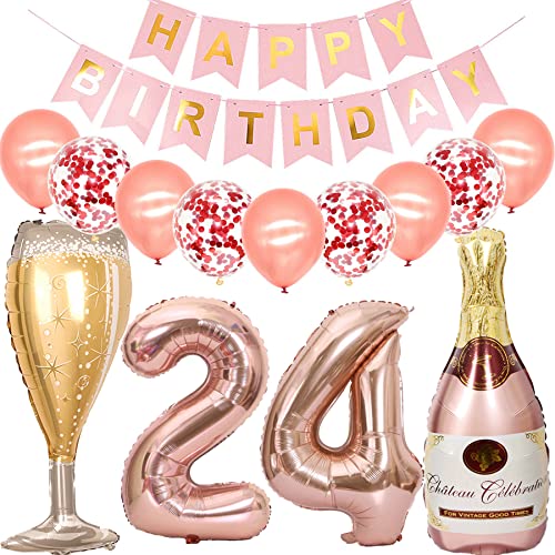 Feelairy Luftballon 24. Geburtstag Deko Frau, Rosegold Folienballon Weinflasche Sektflasche Helium Ballon Champagner Flasche, Girlande Happy Birthday Deko für Geburtstagsdeko 24 Jahre Frauen Feelairy Luftballon 24. Geburtstag Deko Frau, Rosegold Folienballon Weinflasche Sektflasche Helium Ballon Champagner Flasche, Girlande Happy Birthday Deko für Geburtstagsdeko 24 Jahre Frauen von Feelairy