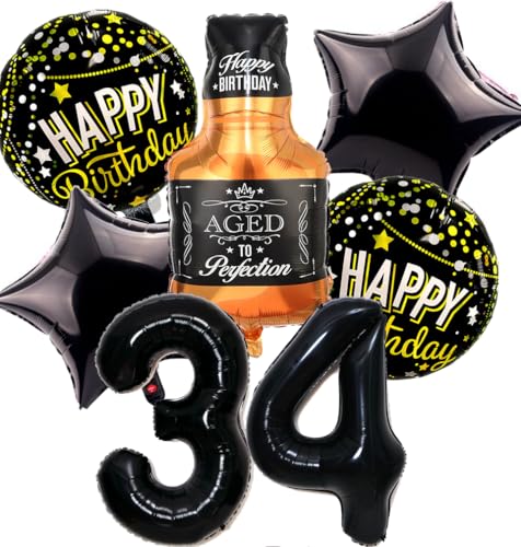 Feelairy Luftballon 34. Geburtstag Mann, 34 Geburtstag Deko Schwarz Ballons Whiskey Deko 34. Geburtstag Frauen, Geburtstagsdeko 34 Jahre Männer, Ballon Weinflasche Deko zum Geburtstag Frau 34 Feelairy Luftballon 34. Geburtstag Mann, 34 Geburtstag Deko Schwarz Ballons Whiskey Deko 34. Geburtstag Frauen, Geburtstagsdeko 34 Jahre Männer, Ballon Weinflasche Deko zum Geburtstag Frau 34 von Feelairy