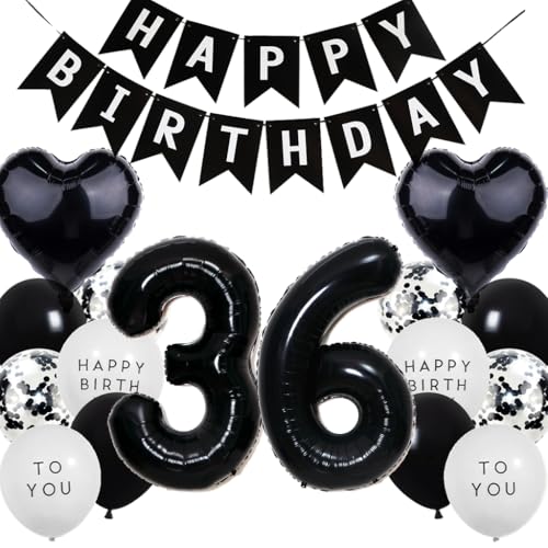Feelairy Luftballon 36. Geburtstag Mann Frau, 36 Geburtstag Deko Schwarz, Geburtstagsdeko 36 Jahre Männer, Geburtstag Girlande Happy Birthday Deko Schwarz, Ballon 36 Deko zum Geburtstag Frauen Feelairy Luftballon 36. Geburtstag Mann Frau, 36 Geburtstag Deko Schwarz, Geburtstagsdeko 36 Jahre Männer, Geburtstag Girlande Happy Birthday Deko Schwarz, Ballon 36 Deko zum Geburtstag Frauen von Feelairy