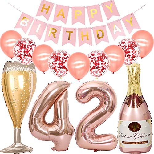 Feelairy Luftballon 42. Geburtstag Deko Frau, Rosegold Folienballon Weinflasche Sektflasche Helium Ballon Champagner Flasche, Girlande Happy Birthday Deko für Geburtstagsdeko 42 Jahre Frauen Feelairy Luftballon 42. Geburtstag Deko Frau, Rosegold Folienballon Weinflasche Sektflasche Helium Ballon Champagner Flasche, Girlande Happy Birthday Deko für Geburtstagsdeko 42 Jahre Frauen von Feelairy