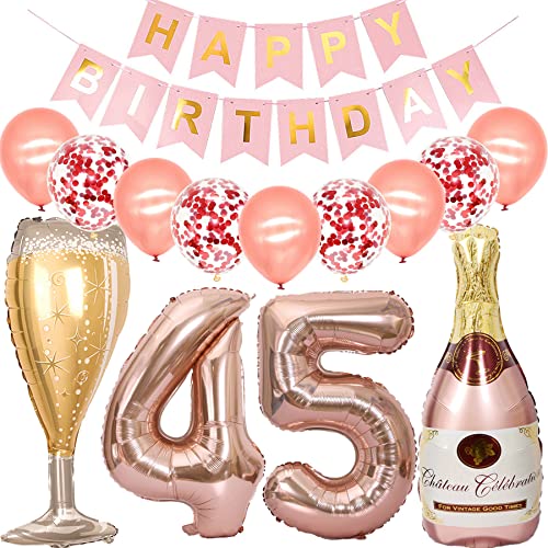 Feelairy Luftballon 45. Geburtstag Deko Frau, Rosegold Folienballon Weinflasche Sektflasche Helium Ballon Champagner Flasche, Girlande Happy Birthday Deko für Geburtstagsdeko 45 Jahre Frauen Feelairy Luftballon 45. Geburtstag Deko Frau, Rosegold Folienballon Weinflasche Sektflasche Helium Ballon Champagner Flasche, Girlande Happy Birthday Deko für Geburtstagsdeko 45 Jahre Frauen von Feelairy