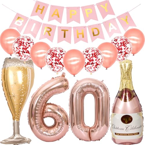 Feelairy Luftballon 60. Geburtstag Deko Frau, Rosegold Folienballon Weinflasche Sektflasche Helium Ballon Champagner Flasche, Girlande Happy Birthday Deko für Geburtstagsdeko 60 Jahre Frauen Feelairy Luftballon 60. Geburtstag Deko Frau, Rosegold Folienballon Weinflasche Sektflasche Helium Ballon Champagner Flasche, Girlande Happy Birthday Deko für Geburtstagsdeko 60 Jahre Frauen von Feelairy